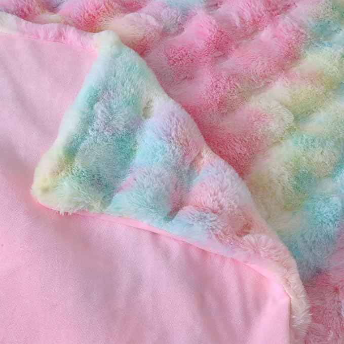 Soft Fluffy Blanket - Fuzzy Throw Blanket for Couch, Plush Rabbit Faux Fur Blanket, Cute Cozy Blankets for Women, Thick Warm Bubble Blankets for Bed Sofa Bedroom Living Room - 51" x 63"