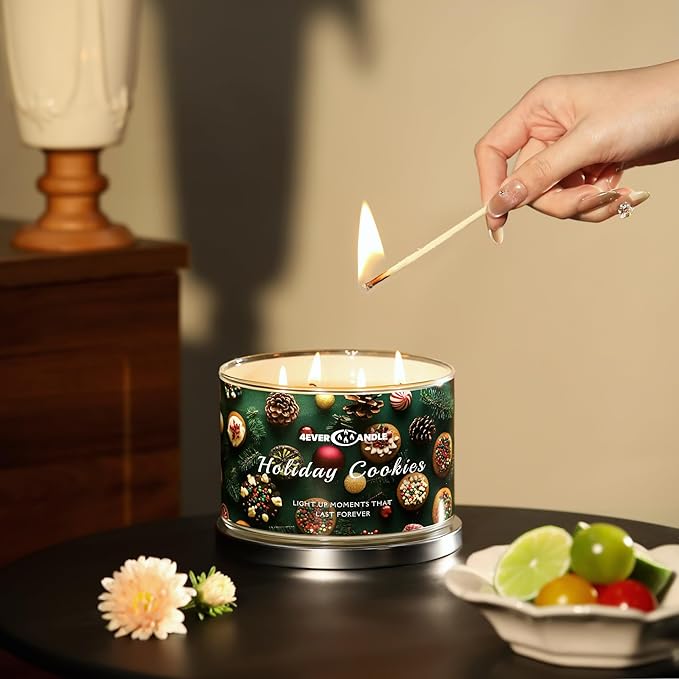 Over 50 Hours Jar Candle - 4-Wick Long-Lasting Scented Candles, 18oz Natural Soy Wax Candle for Home, Candle Gifts for Women & Men, Holiday Cookies