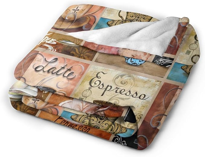 Tijuboni Coffee Throw Blanket Coffee Gifts for Women Men Girls Boys Kids Adults Soft Flannel Fleece Blanket for Couch Sofa Bed Home Decor 50"x60"