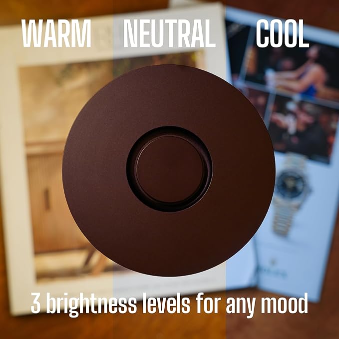 Sadeh Mocha Rechargeable Touch Table Lamp – 110 Hours Battery Life, USB-C Charging, Premium Anodized Metal, 3 Dimming & Color Options, Ideal for Bedroom & Office