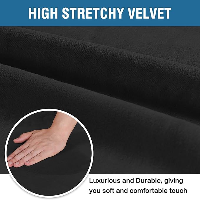 H.VERSAILTEX Velvet Dining Chair Covers Stretch Chair Covers for Dining Room Set of 2 Parson Chair Slipcovers Chair Protectors Covers Dining, Soft Thick Solid Velvet Fabric Washable, Black