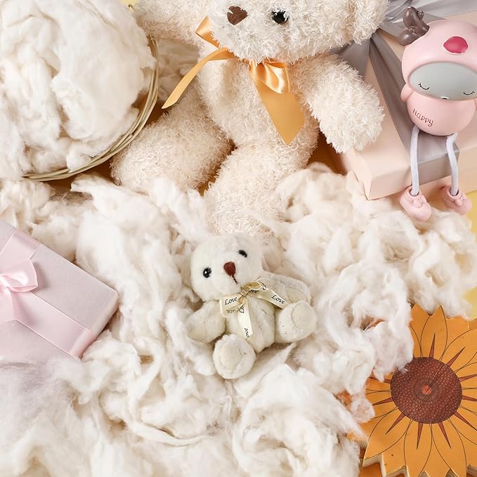 Wesnoy 50g/0.11lb Cotton Stuffing for Stuffed Animals Soft Pillow, Natural Cotton Fiber Filling Batting, for Toys, Cloud Decorations, and More