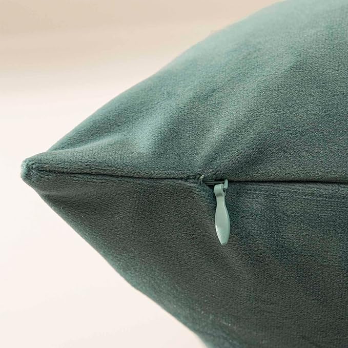 JUSPURBET Throw Pillow Covers Set of 2 Decorative Velvet Pillow Covers for Couch Sofa Bed Soft Euro Cushion Covers Cases with Invisible Zipper for Living Room Home Decor 28x28 inch,Emerald