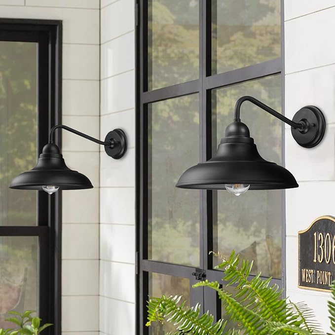 Wall Lights Wall Mount for House Farmhouse Wall Sconce Black Outside Lantern Classic Barn Lights Outdoor & Indoor, 12"，2 Pack