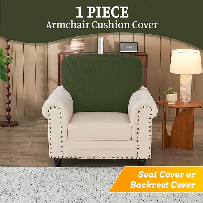 Sectional Couch Covers for Sofa Cushion L Shaped Couch Cover Washable Soft Couch Cushion Covers Stretch Sofa Slipcovers(1-Piece for Sofa Seat or Backrest, Green)