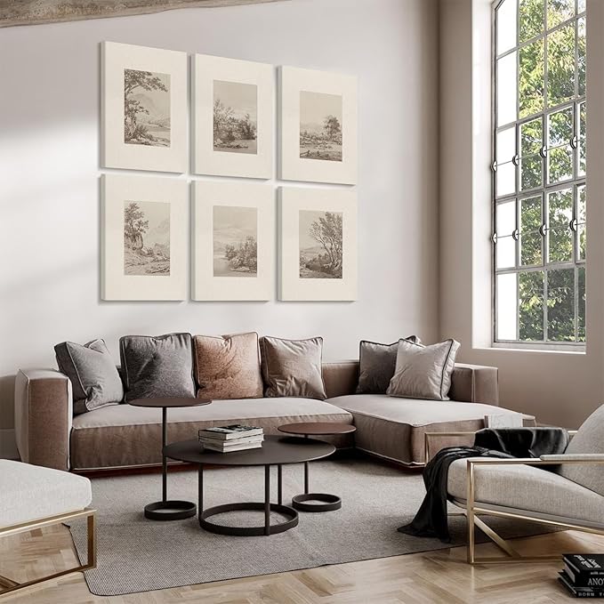 Joocrise Neutral Wall Art Decor Set of 6 Vintage Canvas Wall Art Rustic Farmhouse Wall Art Botanical Prints Country Pictures Neutral Vintage Artwork for Living Room Bedroom 12x16 Inch Wrapped Canvas