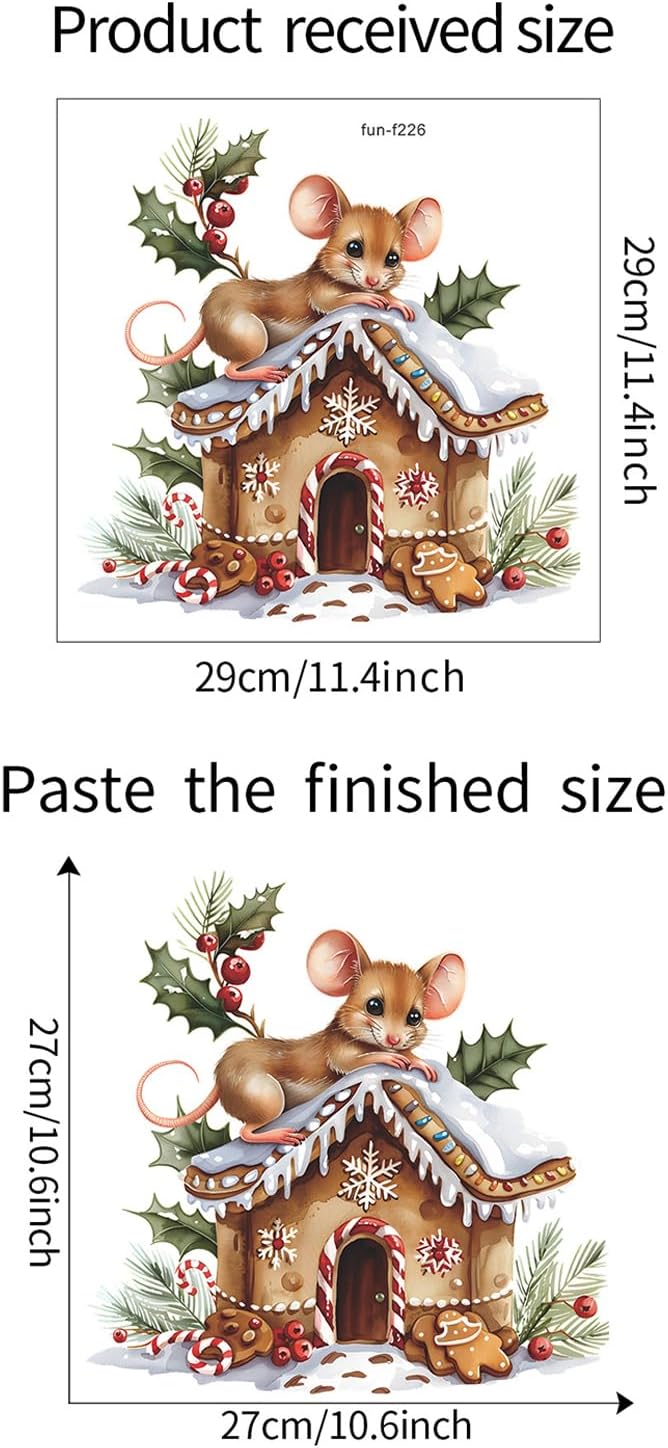 Winter Snow House Wall Stickers - Removable Cute Mouse Wall Decor for Kid Room & Party Decorations