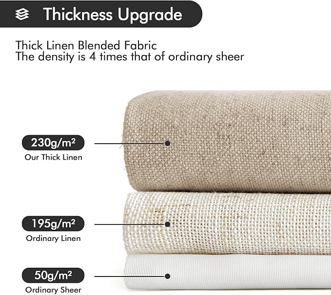 MIULEE Non-See-Through Privacy Linen Curtains 2 Panels, Light Filtering Window Curtains Farnhouse Textured Back Tab Semi Sheer Drapes for Bedroom Living Room, 52 x 90 Inches Long, Taupe