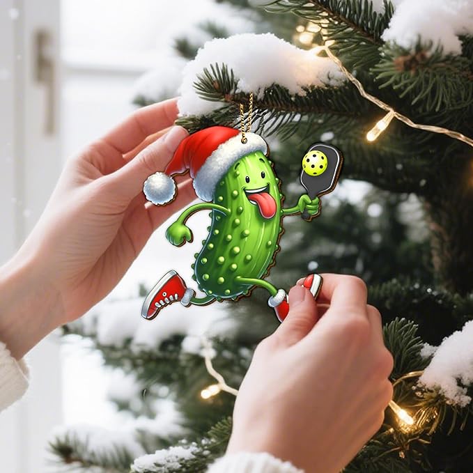 34HD Gifts for Christmas, Pickleball Christmas Ornament Wooden 2-Side Printed, Pickleball Gifts for Men, Women, Christmas Decorations