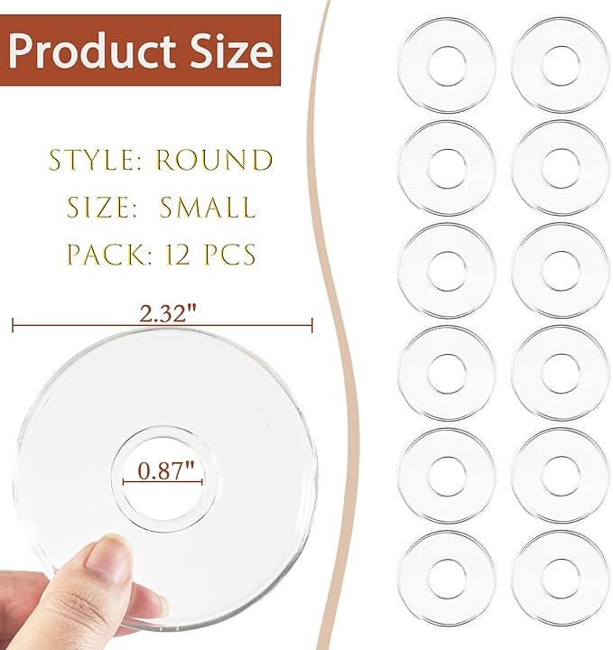 12 Pcs Candle Wax Catcher, Glass Bobeches, Round Candle Drip Protector for Taper Candlestick Candle Holder (Clear, Round)