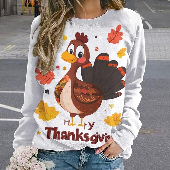 Thanksgiving Sweatshirt for Women Crewneck Pullover Casual Graphic Long Sleeve Shirts Sweater