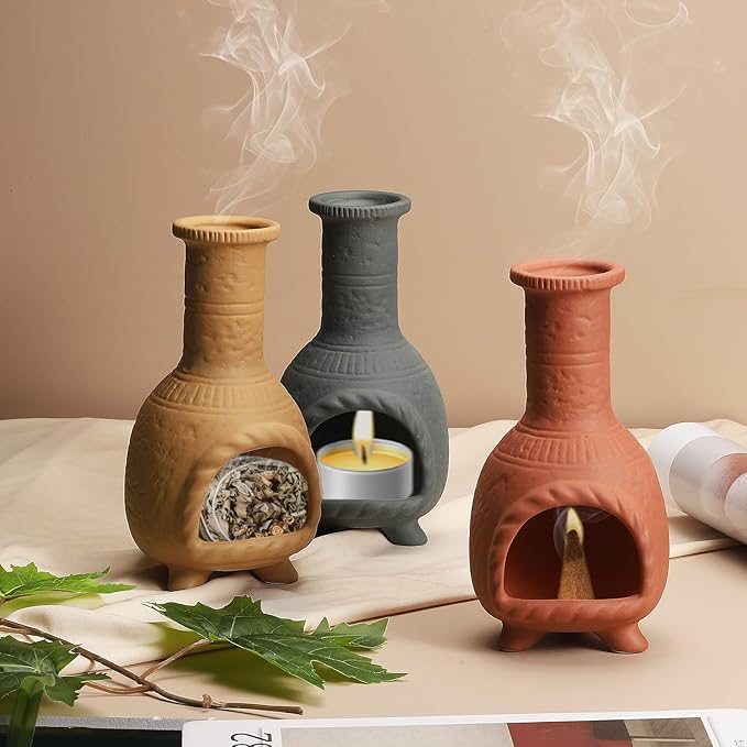 uxcell Incense Burner, Ceramic Incense Holder Santo Holder Ash Catcher with Cleaning Brush Tweezer Decorative Bowl for Meditation Stick Aromatherapy Yoga, Gray