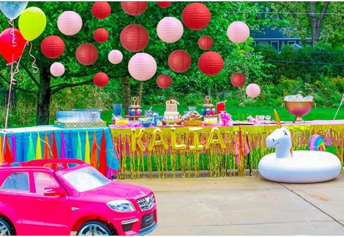 BEISHIDA 21 Pcs Red Pink Round Paper Lanterns Decorative Hanging Asia Chinese Japanese Paper Lanterns Lamp for Valentine's Day Anniversary Birthday Wedding Baby Bridal Shower Party Decoration