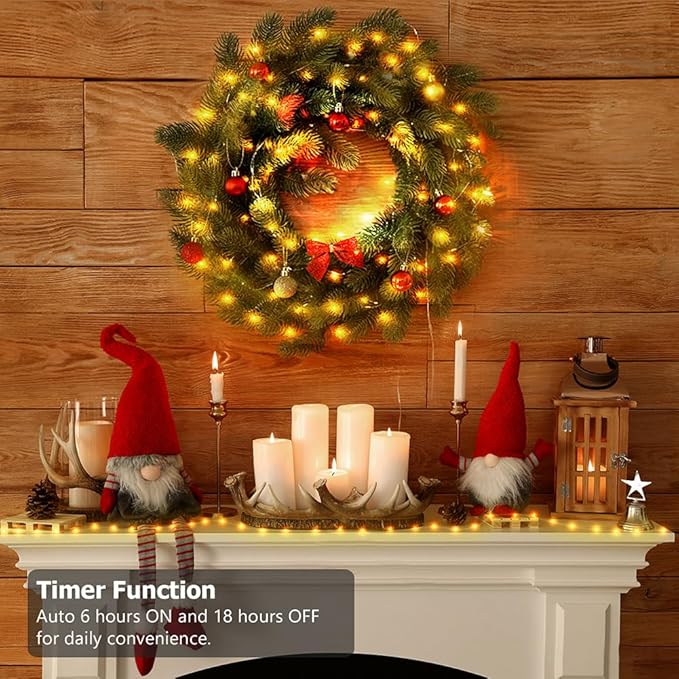 Battery Operated String Lights (4 Pack), 16.5ft 50 LED Fairy String Lights Battery Powered with Remote & Timer for Indoor Outdoor Christmas Trees Wreath Decoration Bedroom Patio - Warm White
