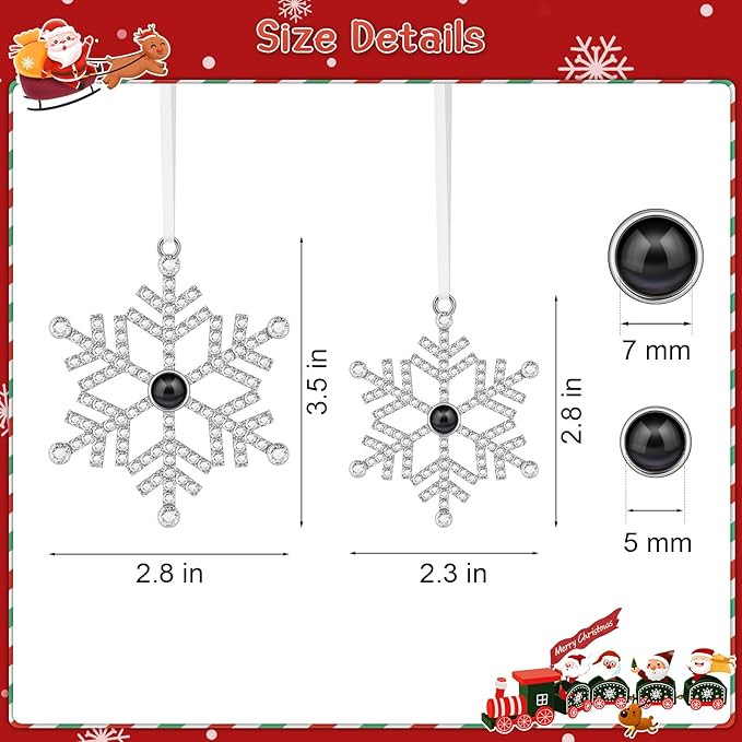 SUPHELPU Custom Snowflake Ornament with Picture Inside, Photo Ornaments for Christmas Tree, Personalized Christmas Projection Ornament, Customized Memorial Pendant for Xmas Family
