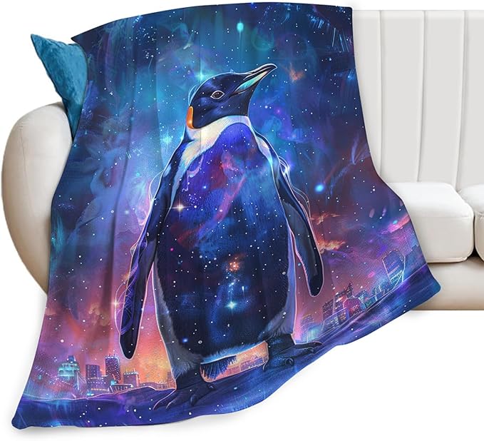 Tijuboni Penguin Throw Blanket Penguin Gifts for Girls Boys Women Men Kids Adults Soft Flannel Fleece Blanket for Couch Sofa Bed Home Decor 60"x80"