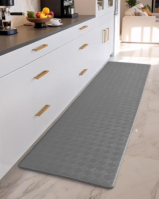 Color&Geometry Anti Fatigue Cushioned Kitchen Floor Mats,17"X47",Runner Rug Non Slip Waterproof,Memory Foam Padded Standing Mat for Front Sink,Grey