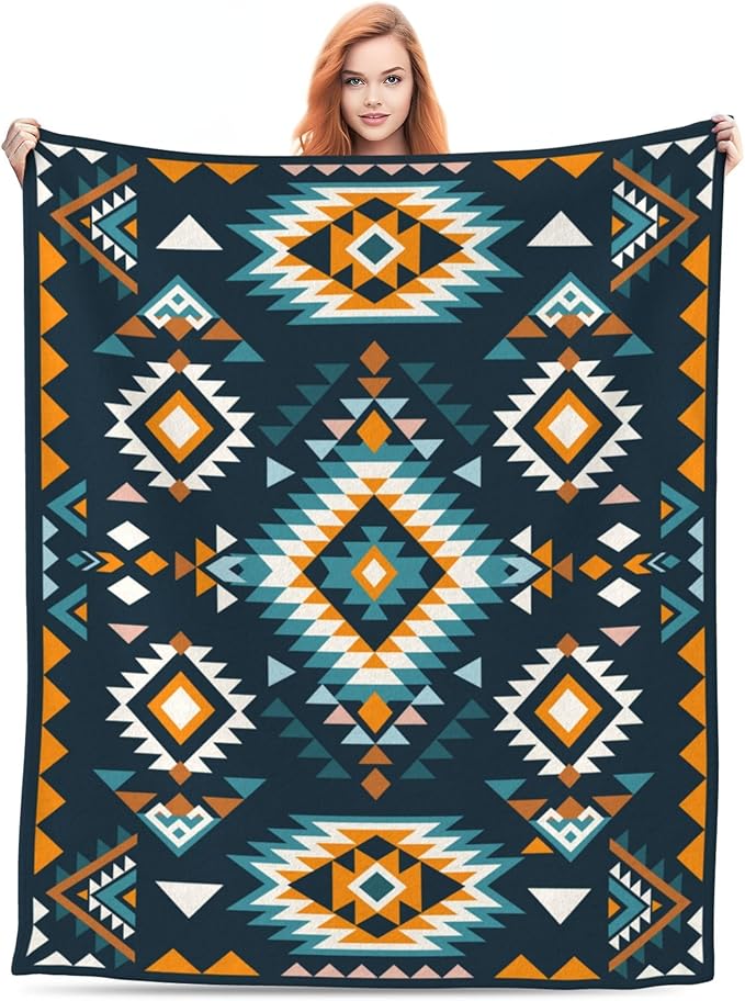 Aztec Soft Throw Blanket Soft Plush Fleece Blankets Warm Cozy Lightweight Fuzzy Blanket for Bed Sofa Couch Home Decor 60"X50"