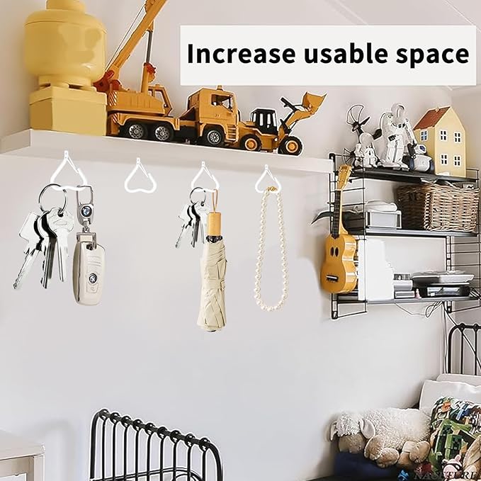 Hooks for Hanging - Ceiling Hooks for Outdoor Decor, Metal Key Hook, Decorative Plant Hanging, Clothes Hook, Heart-Shaped Screw Hooks Easy Installation (White, 10Pcs)