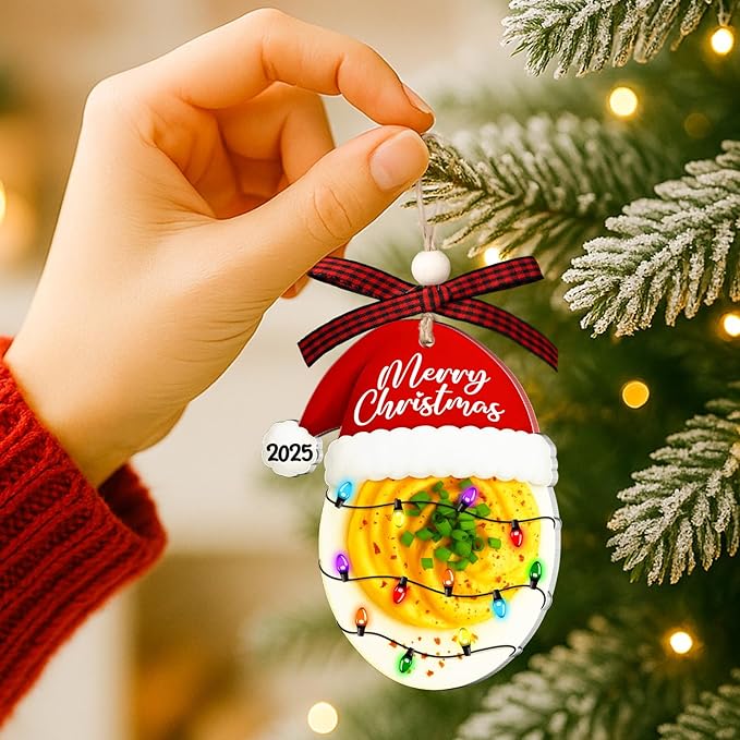 Deviled Egg Ornament - Egg Ornaments for Christmas Tree - Food Christmas Ornaments - Deviled Eggs Gifts for Food Lovers, Women, Men, Teens - Acrylic Ornament 2025