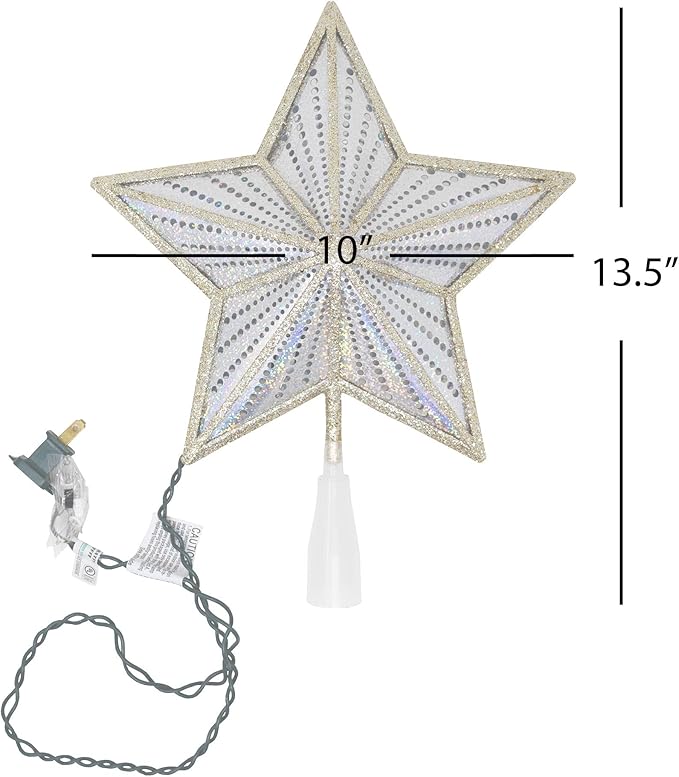 Kurt S. Adler UL4014 Lighted Treetopper, Gold, Iridescent