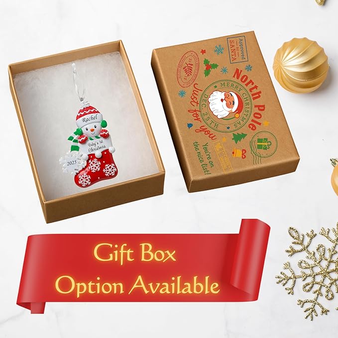 2025 Baby’s First Christmas Ornament – Baby in Stocking Personalized Holiday Keepsake – Custom My 1st Christmas Ornament for Baby & Grandbaby – Engraved Gift for Newborn’s 1st Xmas