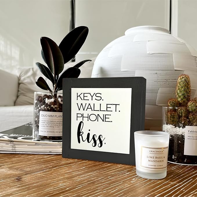 Inspirational Wood Signs - Box Wood Plaques & Decorative Plaques for Front Door Porch, Freestanding Entry Cabinet Decor, Rustic Home Decor