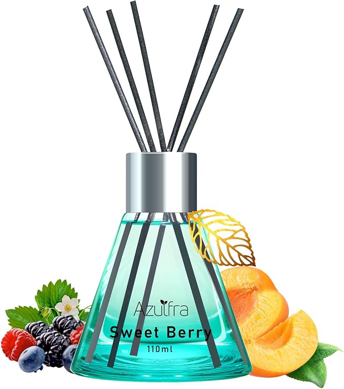 Reed Diffuser Set 3.4 oz, Berry Scent Diffusers for Home, Aromatherapy Diffuser for Room Office and Desk Decor