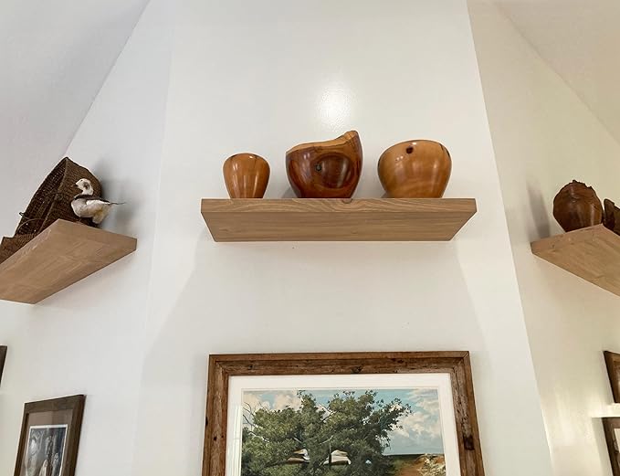 joelsantiques 24 Inch Wooden Floating Shelves for Wall - 24x10x2 in - Made of Natural Wood - Long Heavy Duty Rustic Wall Shelves for Bedroom - Perfect for Living Room, Kitchen - Beige