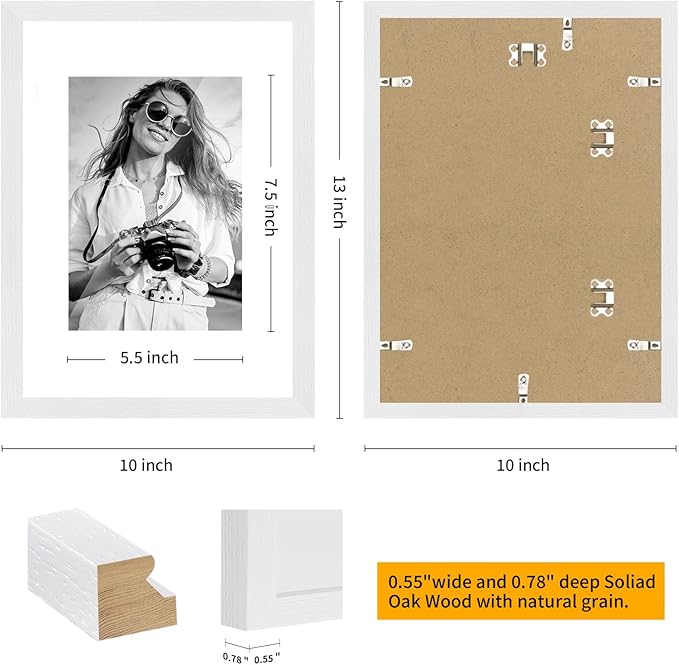 9x12 Oak Wood Picture Frams - Minimalist 9x12 Oak Wood Frames, 9"x12" Picture Frame Wood, Natural Solid Wooden Picture Frames for Wall Art Photo and Prints(1 Pack, White)