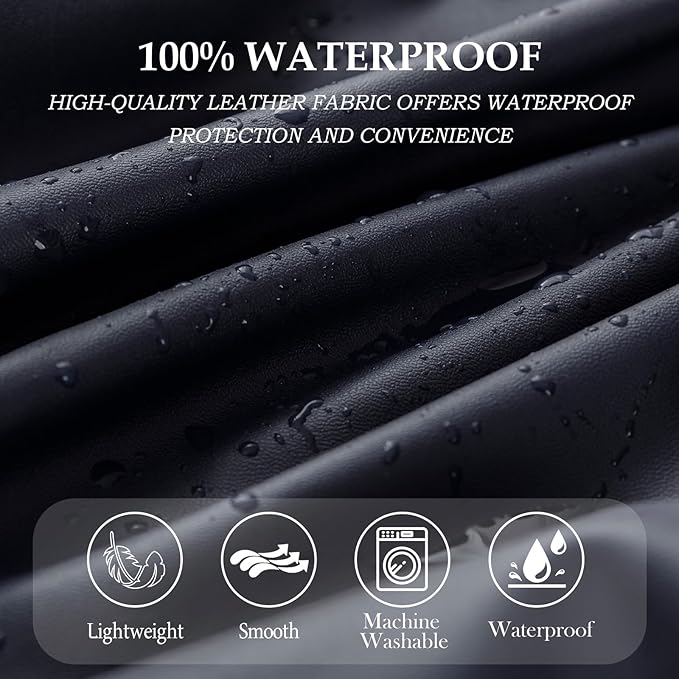 Waterproof PU Leather Seat Covers for Dining Room Chairs Set of 4, Stretch Dining Chair Slipcovers, Kitchen Chair Seat Covers, Non-Slip & Washable (Navy)