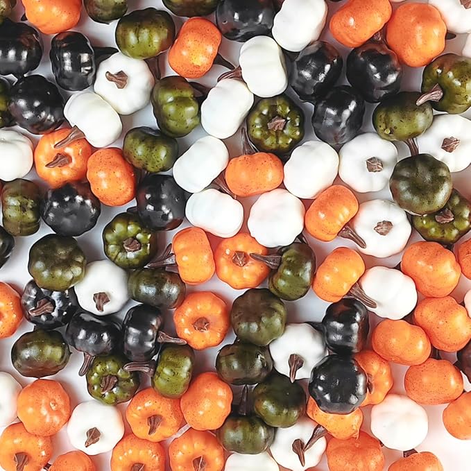 TIHOOD 20PCS Mini Artificial Pumpkins, Fall Harvest Simulation Pumpkins Decor Fake Fruit Home Decor for Halloween Thanksgiving Party Decorations (Multicolor)