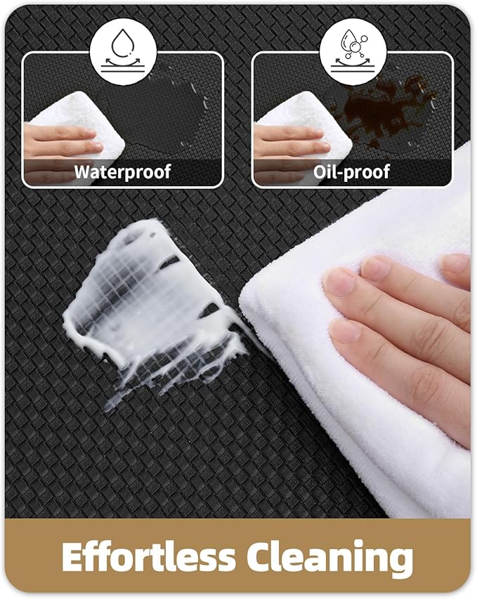 Color&Geometry Anti Fatigue Cushion Kitchen Mat for Floor -24"x94",Wide,Easy Clean, Water & Oil Proof, Anti Slip, Foam Rubber Runner Rug for Front Sink Comfort Standing,Black