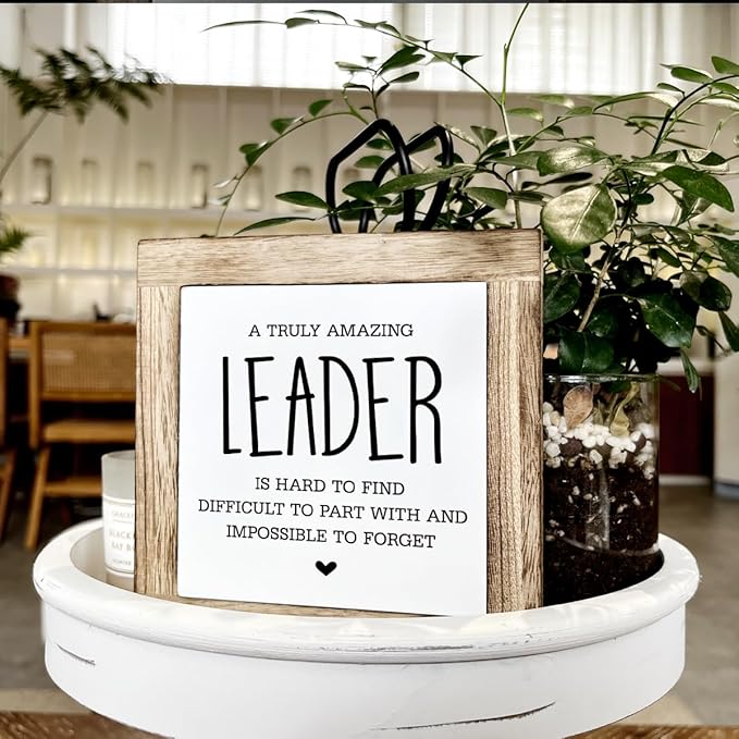 Thank You Leader Gift, Meaningful Wooden Box Sign for Office Decor, Decorative Wooden Table Sign, Retirement Gifts, Leaving Gift for Leaders, An Amazing Leader is Hard to Find Signs
