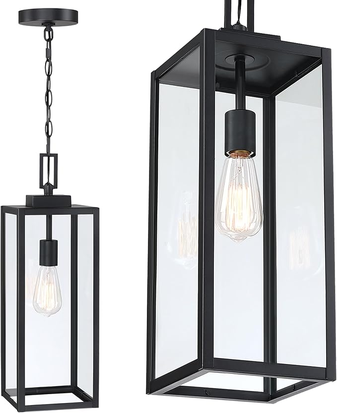 21.5 in Large Size Front Porch Pendant Light Fixture - Outdoor Hanging Light for Patio Entrance Porch Hanging Lantern Exterior Pendant Front Door, E26 Base