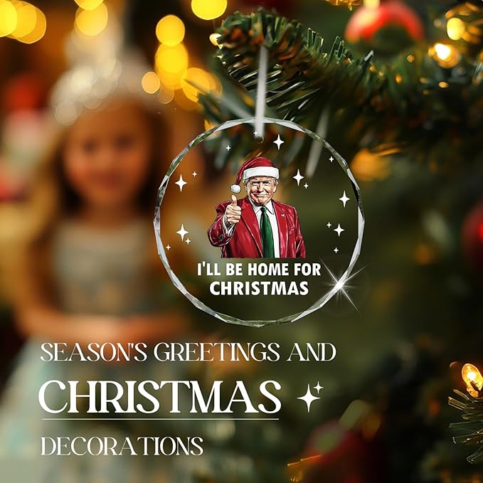 Christmas Ornaments 2025, Trump Ornament for Christmas Tree for Friends Women Men Bestie, Glass Christmas Tree Decorations Decor