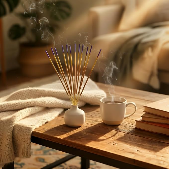 Kadilo Square Incense Sticks, 100 Count Pack with Natural Essential Oils, 1 Hour Burning Time, Hand Dipped, Free Wooden Burner (Cinnamo)