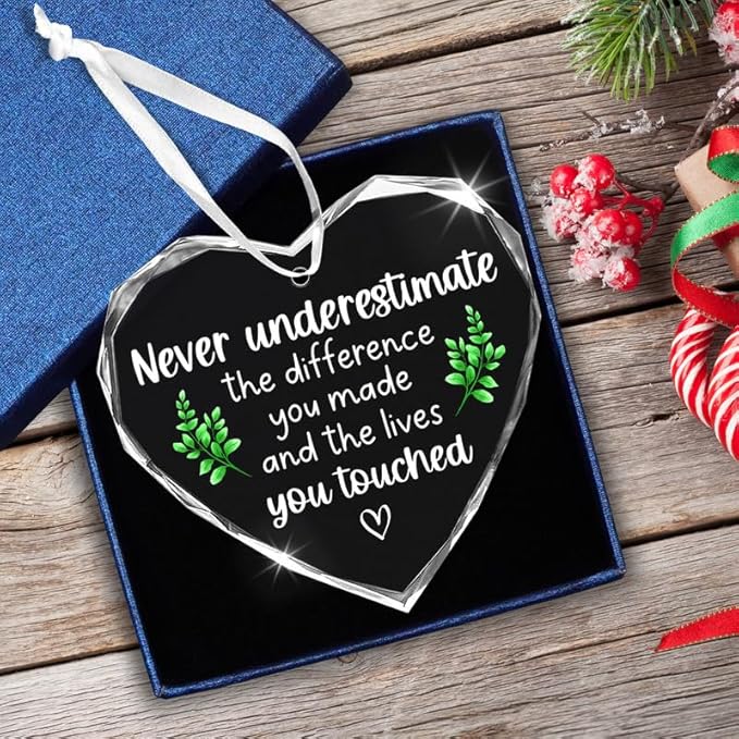Christmas Thank You Gifts for Women Men - Glass Christmas Ornaments 2025 - Appreciation Gifts for Coworkers Teacher Nurse Boss, Retirement Gift for Woman, Stocking Stuffers Ornaments