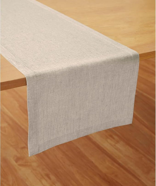 Solino Home Linen Light Natural Table Runner 108 Inches Long - 100% Pure Linen Dining Table Runner 14 x 108 Inch for Spring, Easter - Diana Medium Weight
