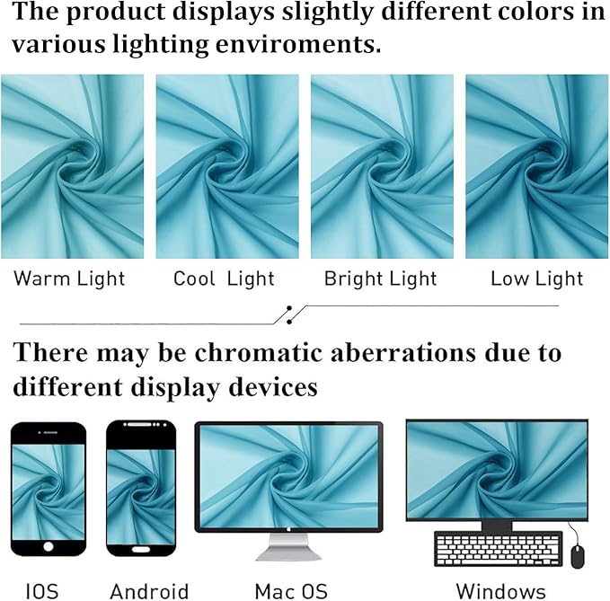 Lecloud Turquoise Sheer Curtains 72 Inches Long 2 Panels, Light Filtering Voile Curtain Drapes for Bedroom Windows Door, Dual Rod Pocket Living Room Sheer Curtains, 40 W x 72 L Inches
