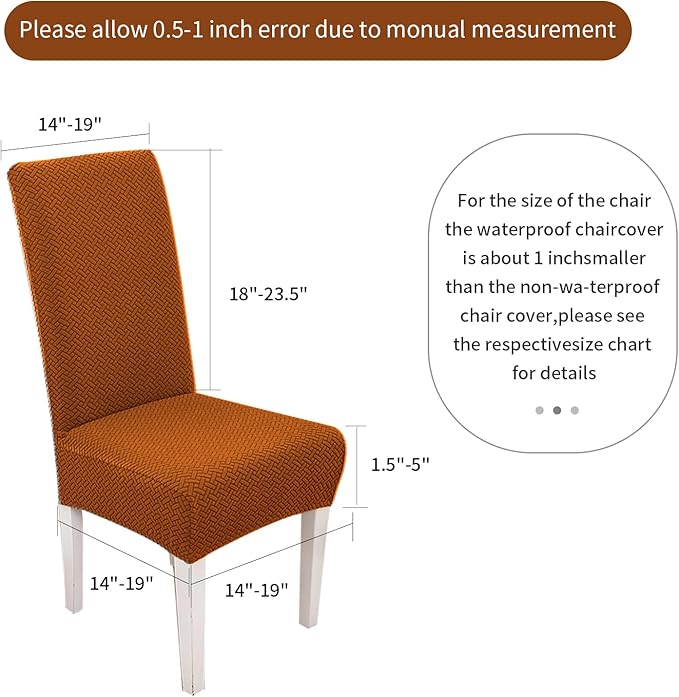 Parsons Dining Chair Cover, Detachable,Retractable,Sofa Chair Cover (6, Rust Color)