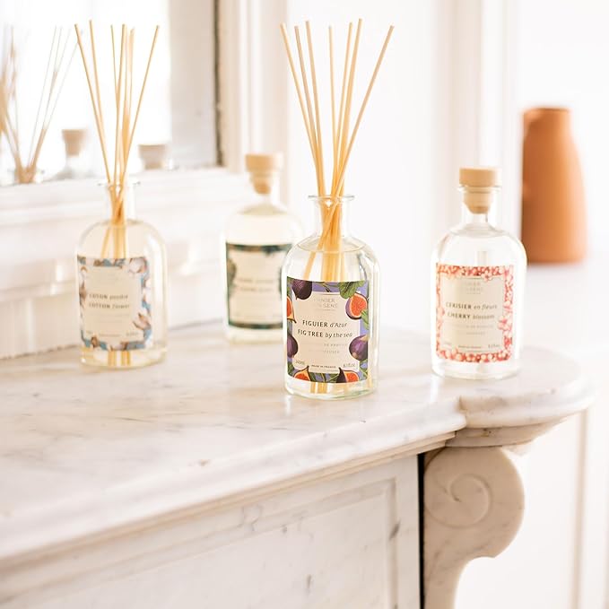Panier des Sens – Fig Tree Reed Diffuser 8.1 fl.oz – Long Lasting Fragrance 5+ Months - Elegant Home Decor - Oil-Based Scent Diffuser - Made in France Home Fragrance - 90% Natural Ingredients