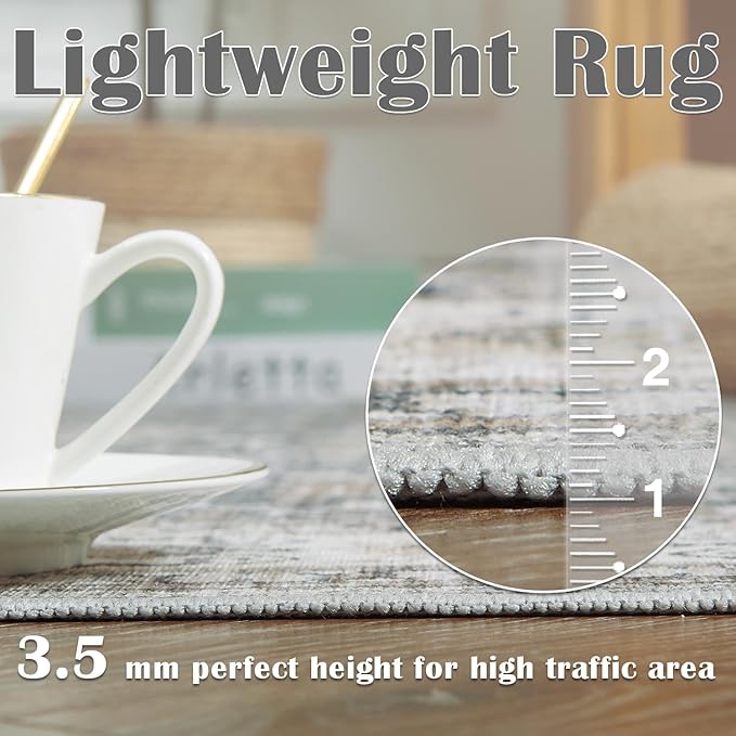jinchan Runner Rug 2x6 Washable Hallway Rug Distressed Gray Multi Vintage Floral Runner Kitchen Floor Cover Indoor Mat Retro Entryway Living Room Bedroom Office Farmhouse Grey
