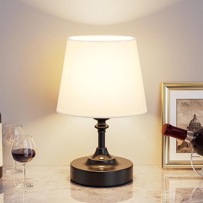 Kakanuo Mini Cordless Table Lamp Black - 1 Pack 4000mAH Battery Operated Lamp for Decor, 3000K Stepless Dimming Touch Control Rechargeable Lamp for Bedroom, Dining Table, Counter, Living Room