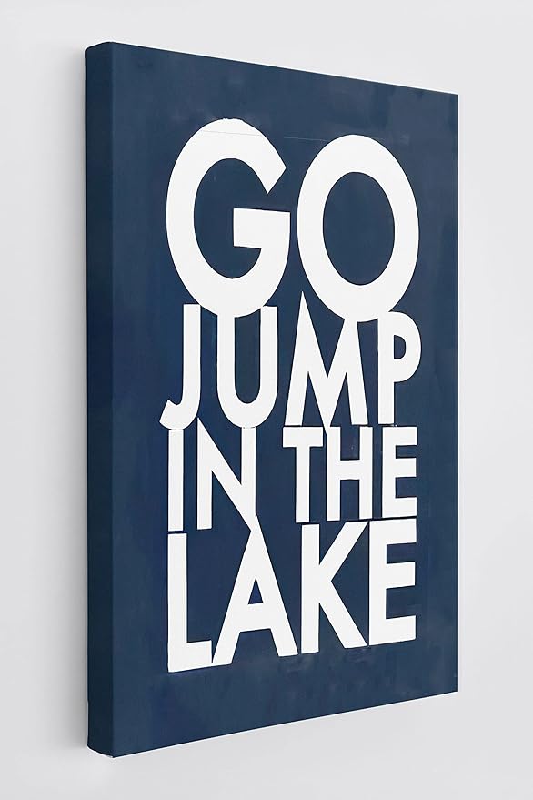 BXFAHZJ Go Jump In The Lake Wall Art Canvas Farmhouse Lake Theme 11x14 Inch Prints Decor For Lake House Home Bedroom Gifts For Lake Lover, Lake Housewarming, Lake House Porch Sign Decor