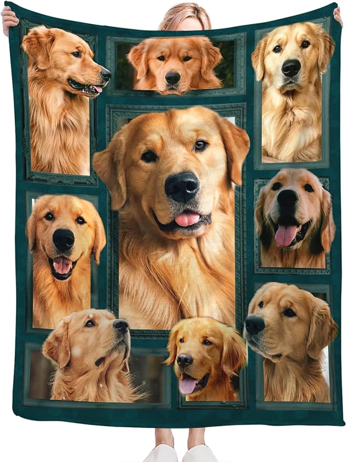 Tijuboni Golden Retriever Throw Blanket Dog Gifts for Girls Boys Women Men Kids Adults Soft Flannel Fleece Blanket for Couch Sofa Bed Home Decor 40"x50"