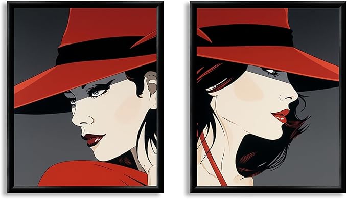 Art Shoppe Framed Print Wall Art, Vintage Wall Décor for Living Room, Bedroom, Office, High-Resolution Image on Premium Art Paper, 3/4" Frame with Plexiglass Front, Ready to Hang, 17”x21”, Set of 2