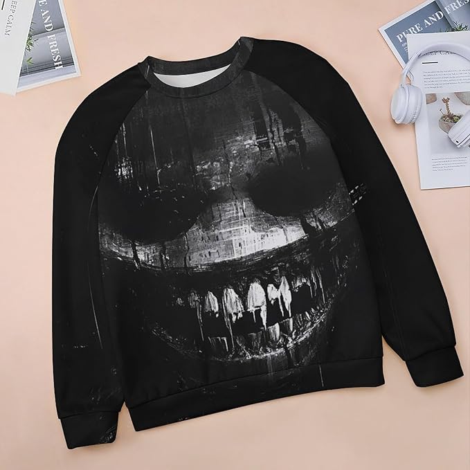 Halloween Sweatshirts for Women Funny and Spooky Print Crewneck Oversized Pullover Outdoor Lounge Fashion Sweater