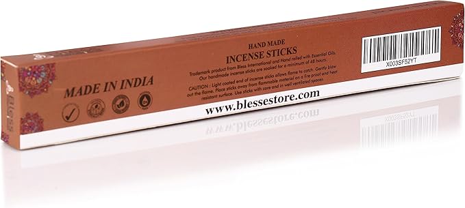 Bless-Coconut 100%-Natural-Handmade-Hand-Dipped-Incense-Sticks Organic-Chemicals-Charcoal-Free Purification-Relaxation-Positivity-Yoga-Meditation Best-Woods-Scent (25 Sticks (1.4 OZ))