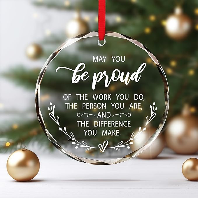 Teacher Christmas Ornament - Glass Christmas Ornaments for Tree Decoration 2025 - Employee Appreciation Thank You Gifts for Women Coworkers Boss, Retirement Gift for Woman, Stocking Stuffers